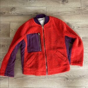 We The Free red Rivington Sherpa Bomber jacket